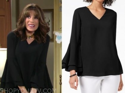 esther valentine, kate linder, the young and the restless, black v-neck top
