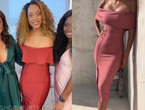 taylor, married at first sight, rust off-the-shoulder dress, reunion