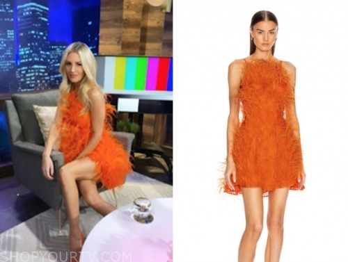 orange feather dress