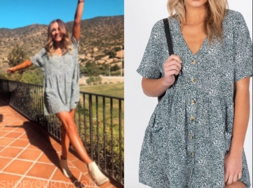savannah, listen to your heart, the bachelor, green printed dress