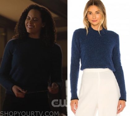 Charmed: Season 2 Episode 17 Maggie's Blue Cashmere Sweater | Shop Your TV