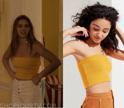 yellow ribbed tube top