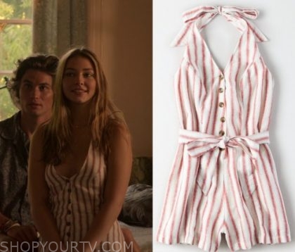 striped halter romper