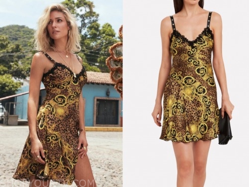 kristin cavallari, leopard baroque silk dress
