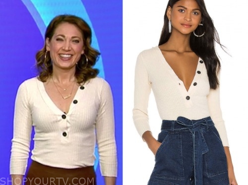 ginger zee, good morning america, ivory knit top