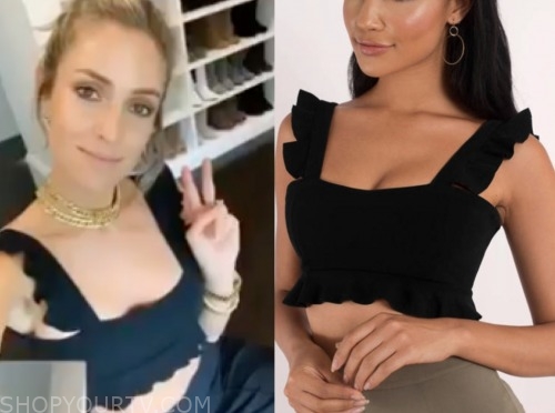 very cavallari, black ruffle crop top, kristin cavallari