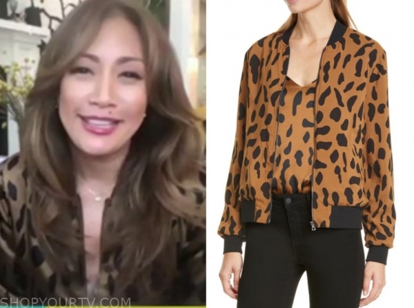carrie ann inaba, the talk, leopard bomber jacket
