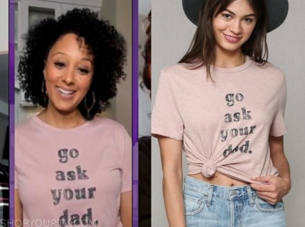 tamera mowry, the real, pink graphic tee