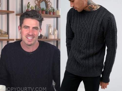 scott tweedie, E! news, daily pop, cable knit sweater