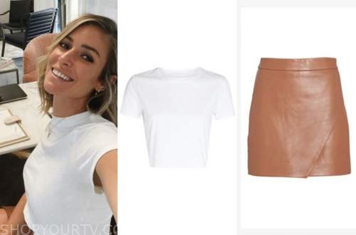 kristin cavallari, very cavallari, white tee, leather skirt