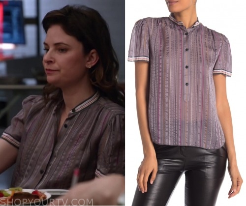 Bull: Season 4 Episode 20 Taylor's Grey Striped Short Sleeve Shirt ...