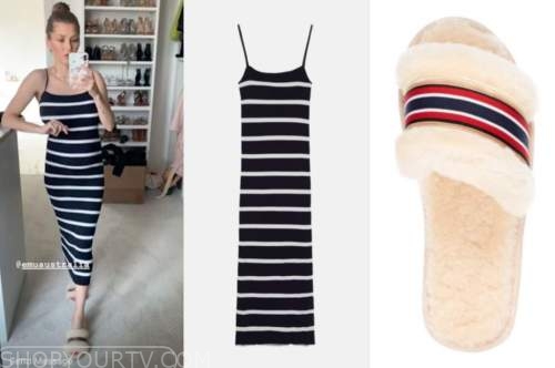 ashlee frazier, the bachelor, striped dress, fur slippers