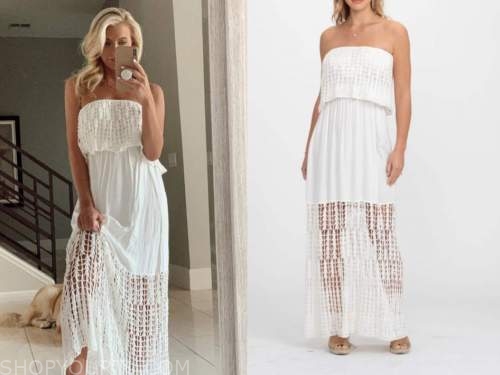 emily ferguson, the bachelor, white strapless maxi dress