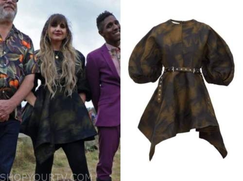 natasia Demetriou, the big flower fight, green tie dye dress