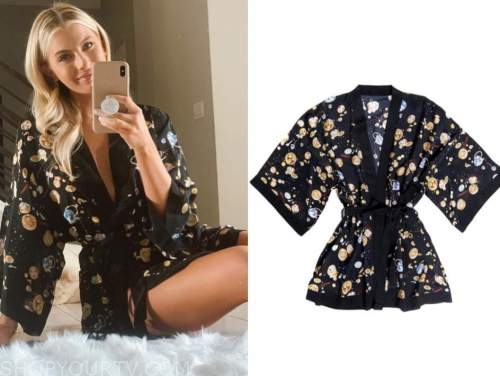 emily ferguson, the bachelor, black printed robe