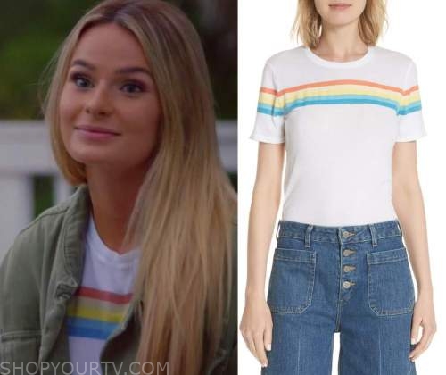 Siesta Key: Season 3 Episode 16 Juliette's White Rainbow Striped Tee ...