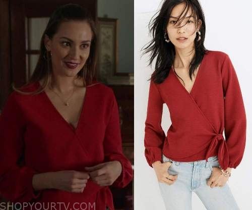 Good Witch: Season 6 Episode 7 Joy's Red Wrap Blouse | Fashion, Clothes ...