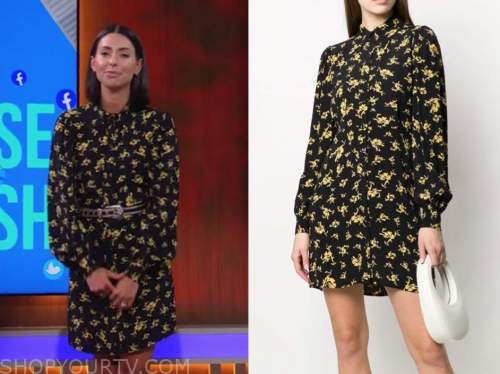 jade catta-preta, the soup, E! news, black and yellow floral shirt dress