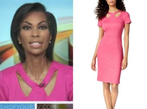 harris faulkner, pink cutout sheath dress, outnumbered