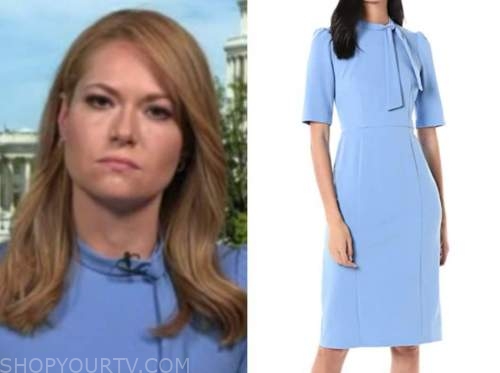 gillian turner, blue tie neck dress, outnumbered