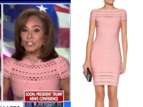 judge jeanine pirro, the five, pink bandage cutout dress