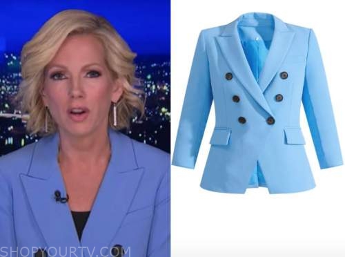 shannon bream, fox news at night, blue double breasted blazer