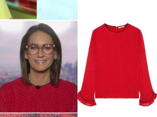 jessica tarlov, outnumbered, red polka dot blouse
