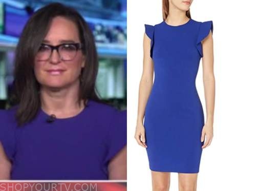 kennedy, outnumbered, blue ruffle sheath dress