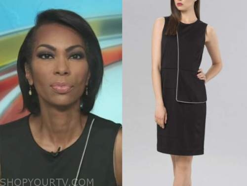 outnumbered, harris faulkner, black contrast piping dress