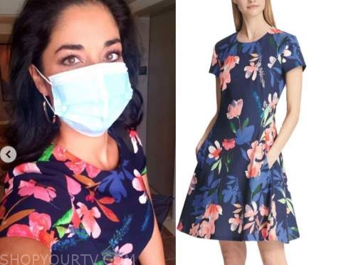 dr. viviana coles, navy blue floral dress, married at first sight