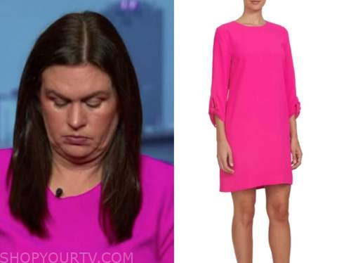 sarah huckabee sanders, hot pink shift dress, outnumbered