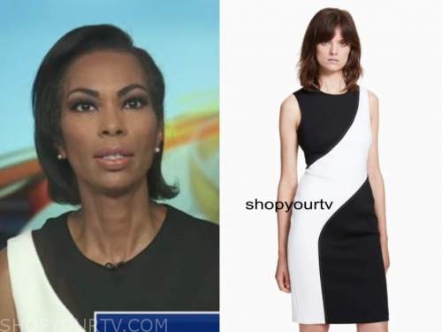 harris faulkner, outnumbered, black and white colorblock sheath dress