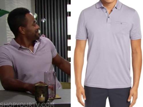 sean dominic, nate hastings, lilac purple polo, the young and the restless