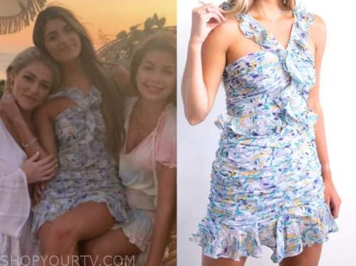 madison prewett, the bachelor, blue floral ruffle dress