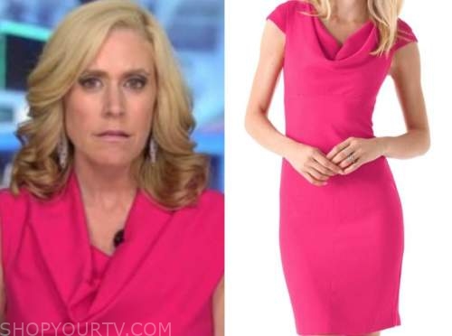 melissa francis, hot pink cowl drape dress, outnumbered
