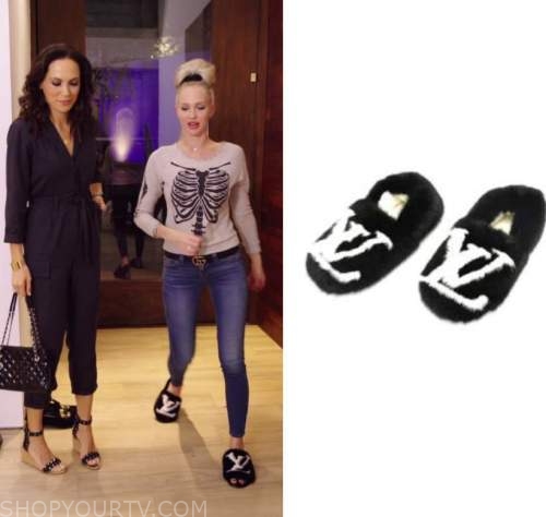 Selling Sunset: Season 3 Episode 3 Chrstine's Black LV Fuzzy Slippers