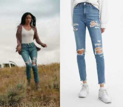 Yellowstone: Season 3 Episode 8 Monica's Ripped Knee Jeans | Shop Your TV