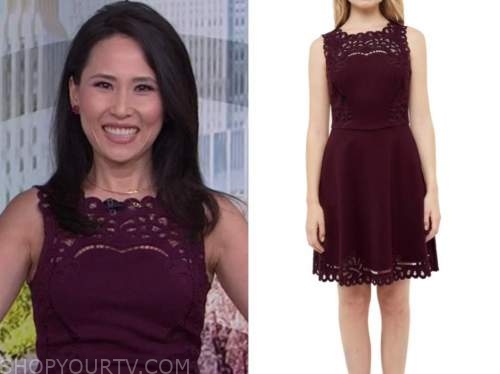 The Today Show: August 2020 Vicky Nguyen's Burgundy Lace Sheath Dress ...