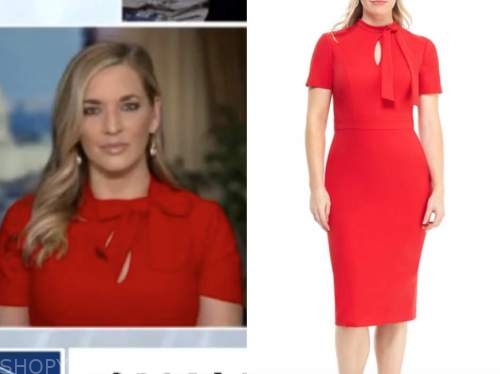 katie pavlich, red keyhole tie neck sheath dress, outnumbered