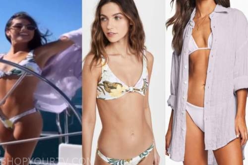 madison prewett, white printed bikini, lilac shirt, the bachelor