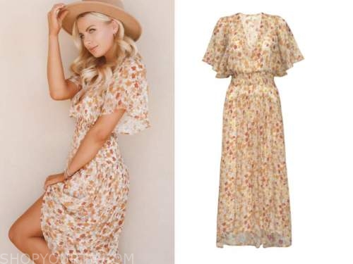 emily ferguson, the bachelor, orange floral maxi dress