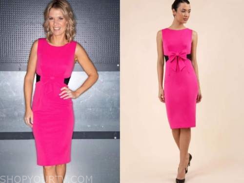 charlotte hawkins, good morning britain, hot pink bow sheath dress