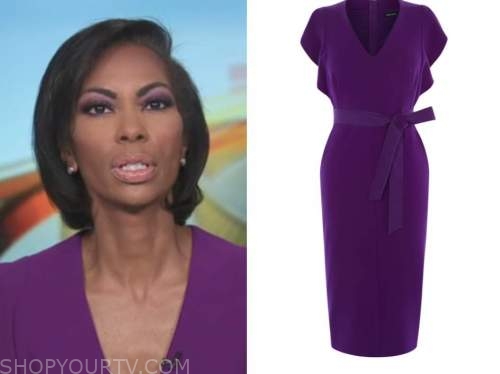 harris faulkner, purple v-neck dress, outnumbered