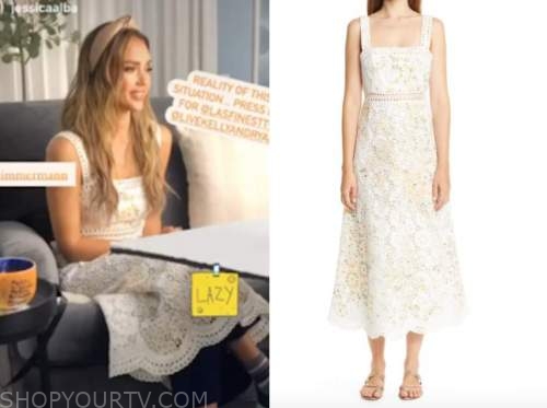 jessica alba, live with kelly and ryan, white lace midi dress