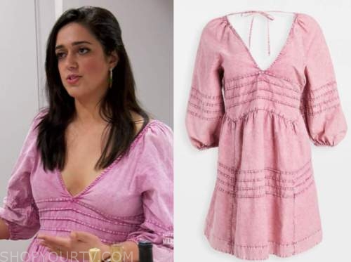 christina, married at first sight usa, pink denim dress