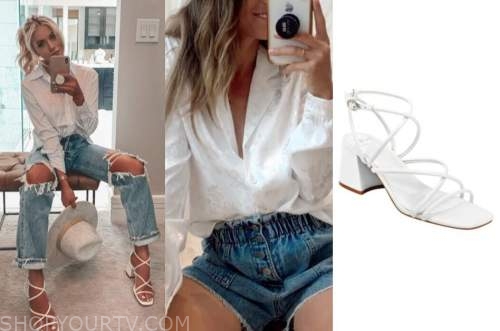 emily ferguson, the bachelor, white shirt, white sandals, ripped jeans