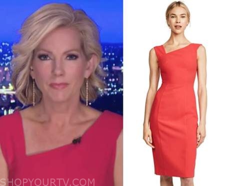 shannon bream, fox news at night, red asymmetric dress