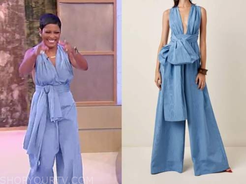tamron hall, tamron hall show, blue wide leg jumpsuit