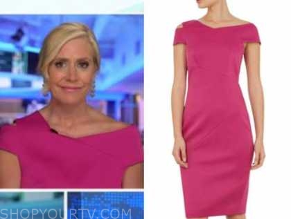 melissa francis, hot pink cutout asymmetric dress, outnumbered