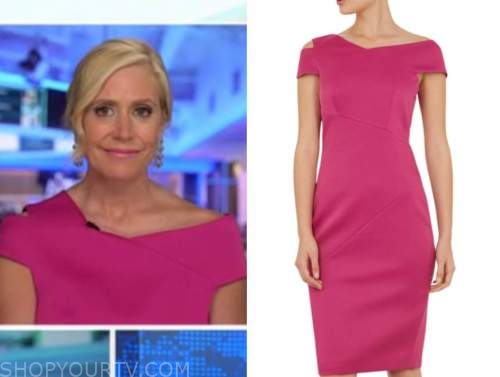 melissa francis, hot pink cutout asymmetric dress, outnumbered